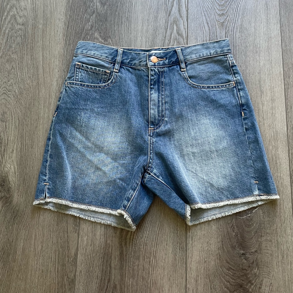 seafolly indian summer cotton denim mid-rise boyfriend jean shorts size small